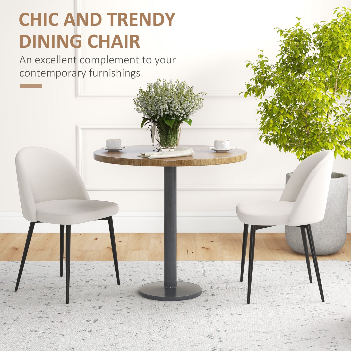Chaises salle manger dossier mi-hauteur velours ensemble 2