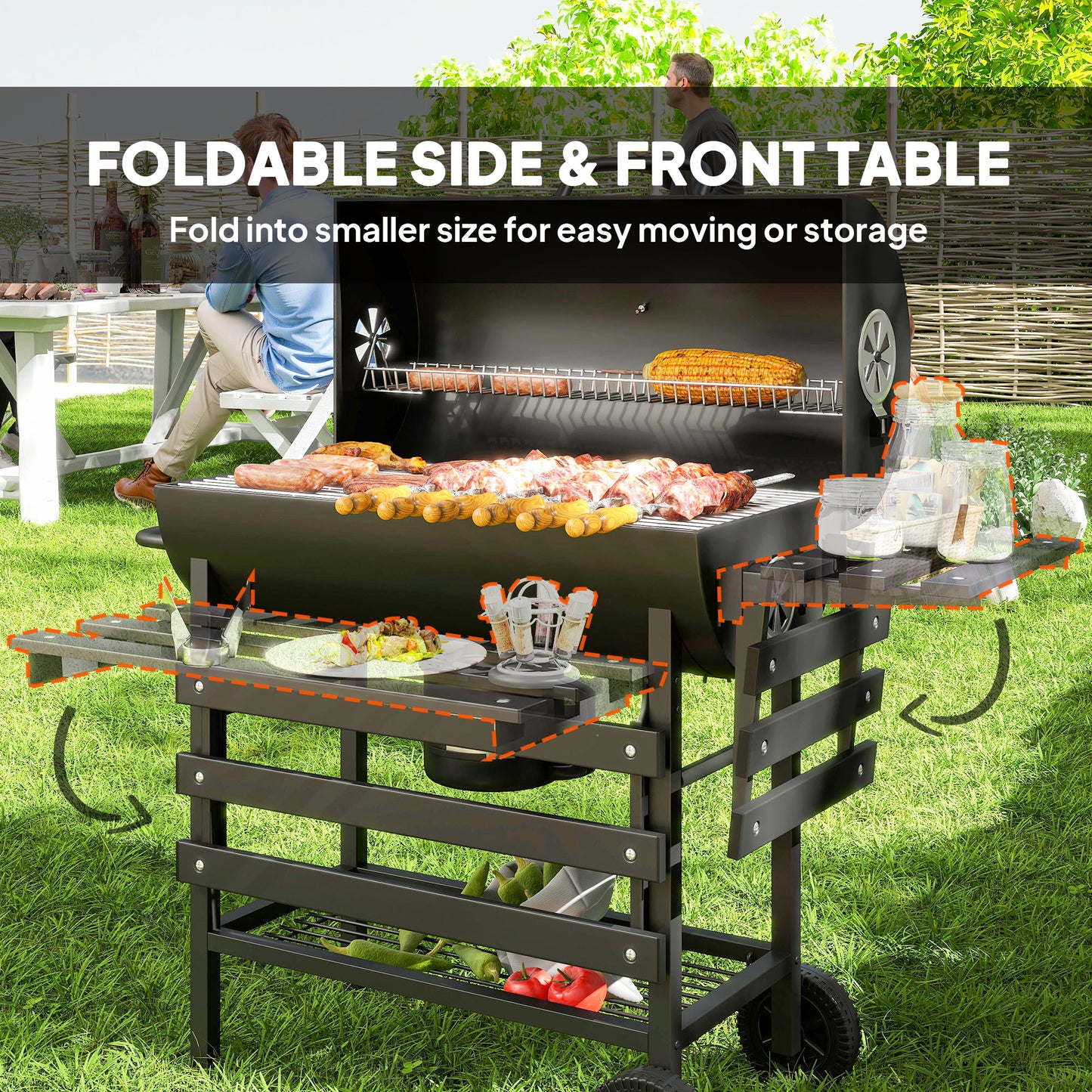 Barbecue au charbon 74 cm avec table pliante
