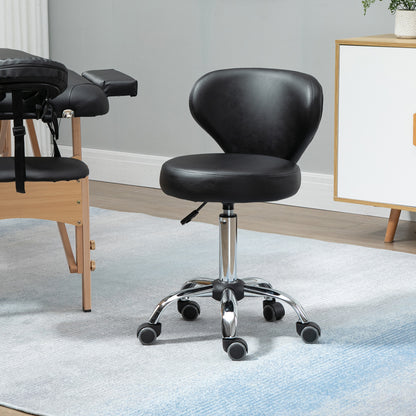 Tabouret de salon pivotant réglable avec dossier et roulettes