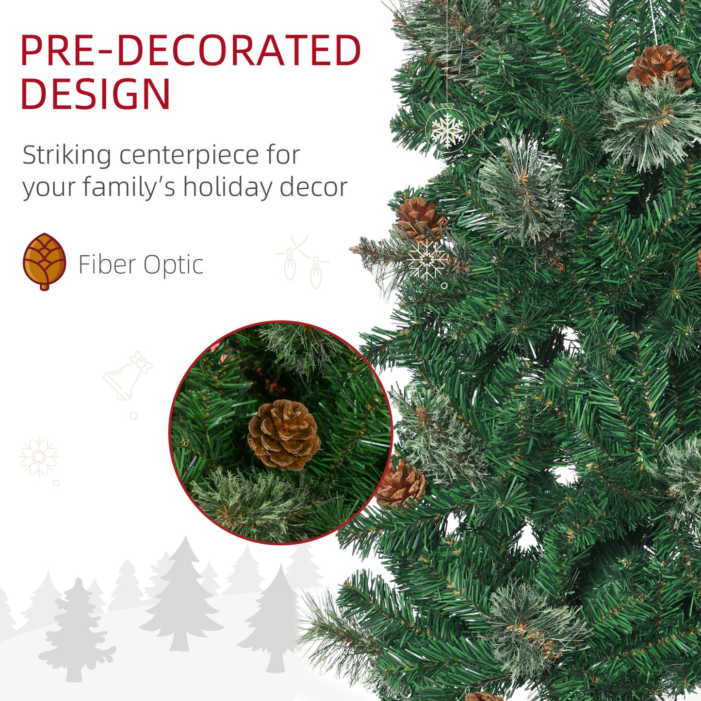 Sapin de Noël crayon artificiel avec pommes de pin