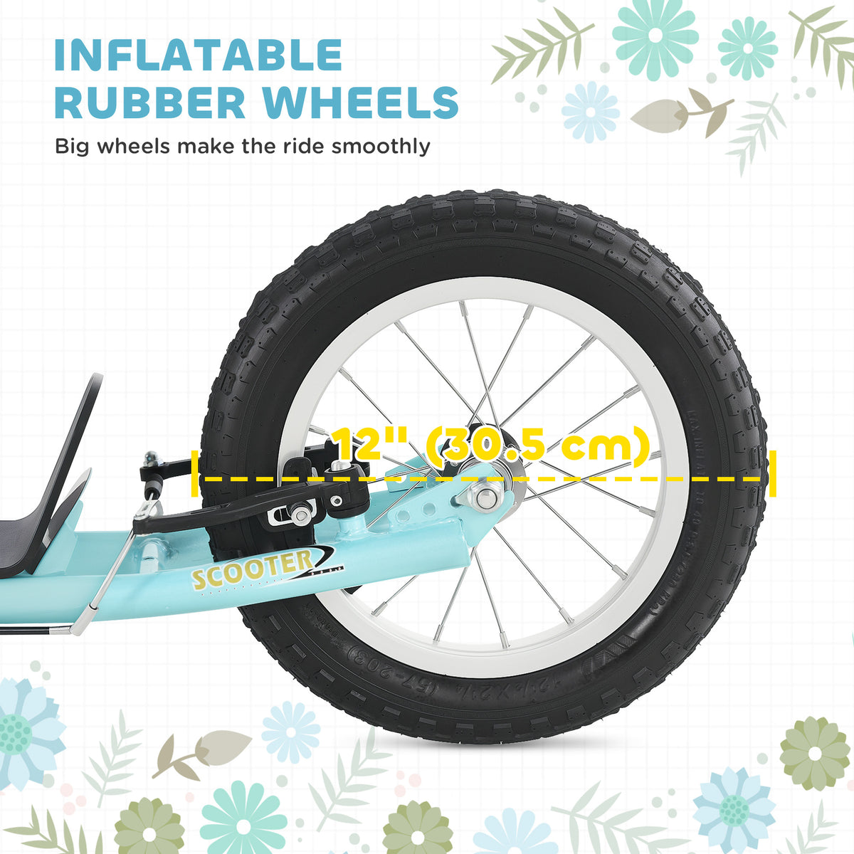 Trottinette pour enfants avec double frein et grandes roues gonflables