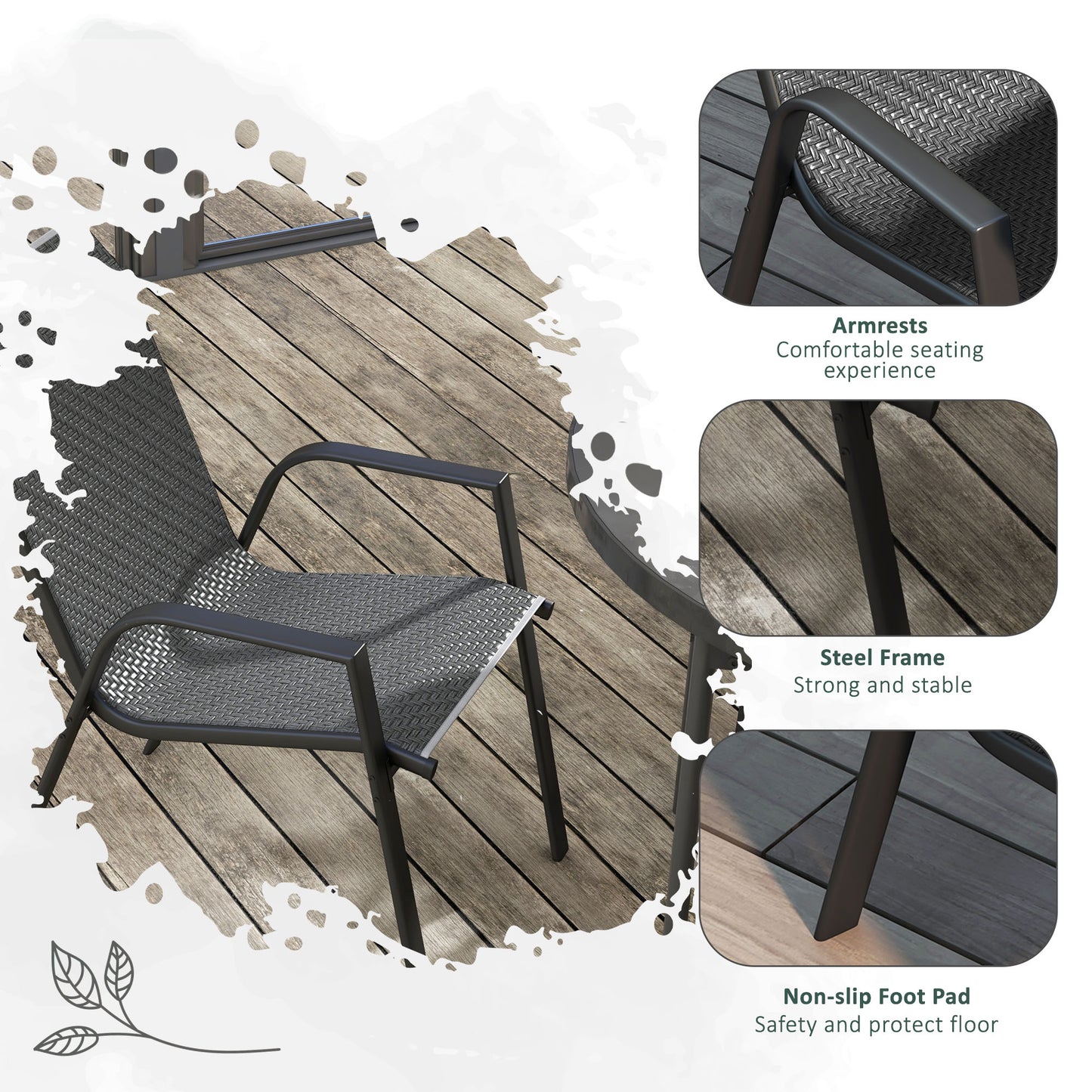 Chaises de jardin empilables rotin set de quatre