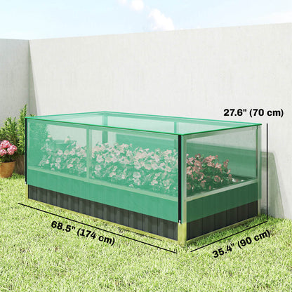 Outsunny 174x90x70cm Steel Raised Garden Bed with Cover Grey