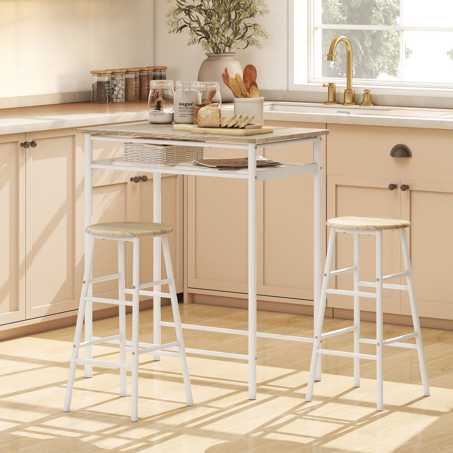 Ensemble comptoir 3 pièces avec table et tabourets