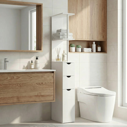Armoire rangement salle de bain étroite — blanc