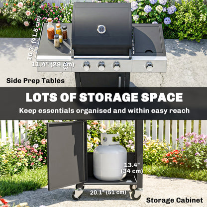 BBQ au propane 3 brûleurs avec brûleur latéral 36000 BTU