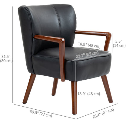 Fauteuil d'appoint moderne en similicuir avec pattes en bois