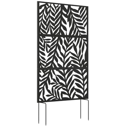 Outsunny 183x96cm Metal Outdoor Privacy Screen - Black
