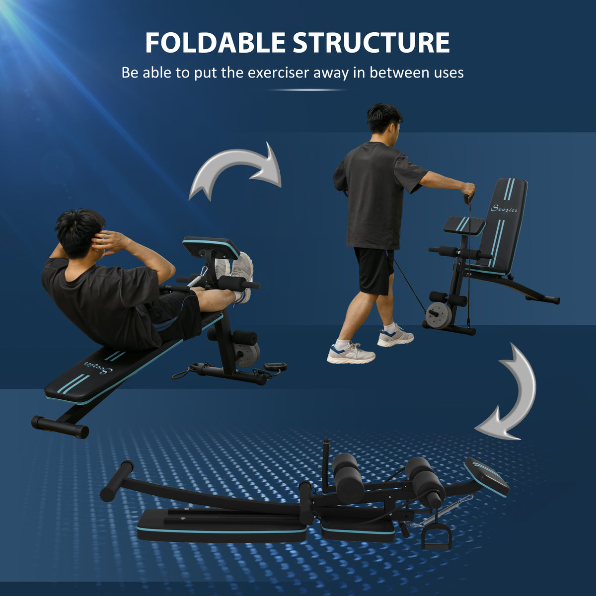 Banc d'entraînement pliable réglable pour musculation à domicile