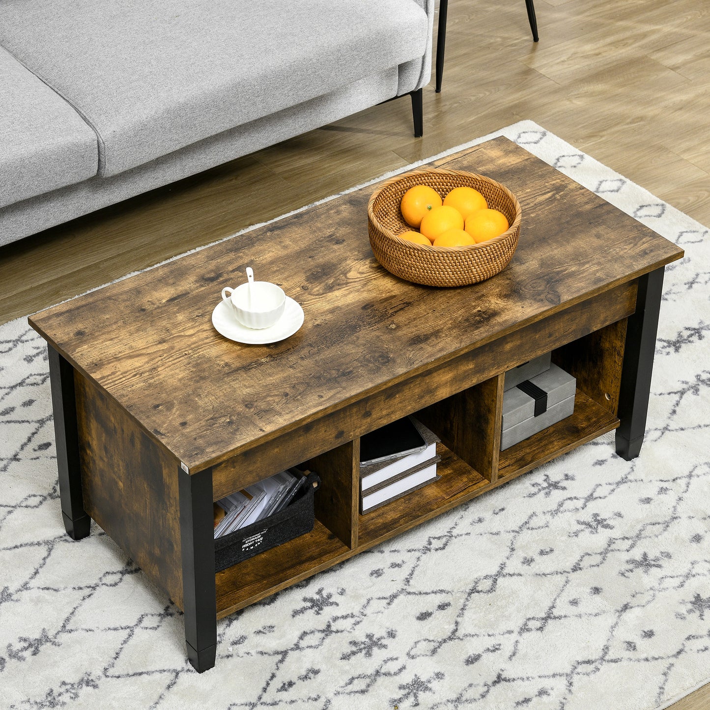 Table basse relevable moderne avec rangement caché