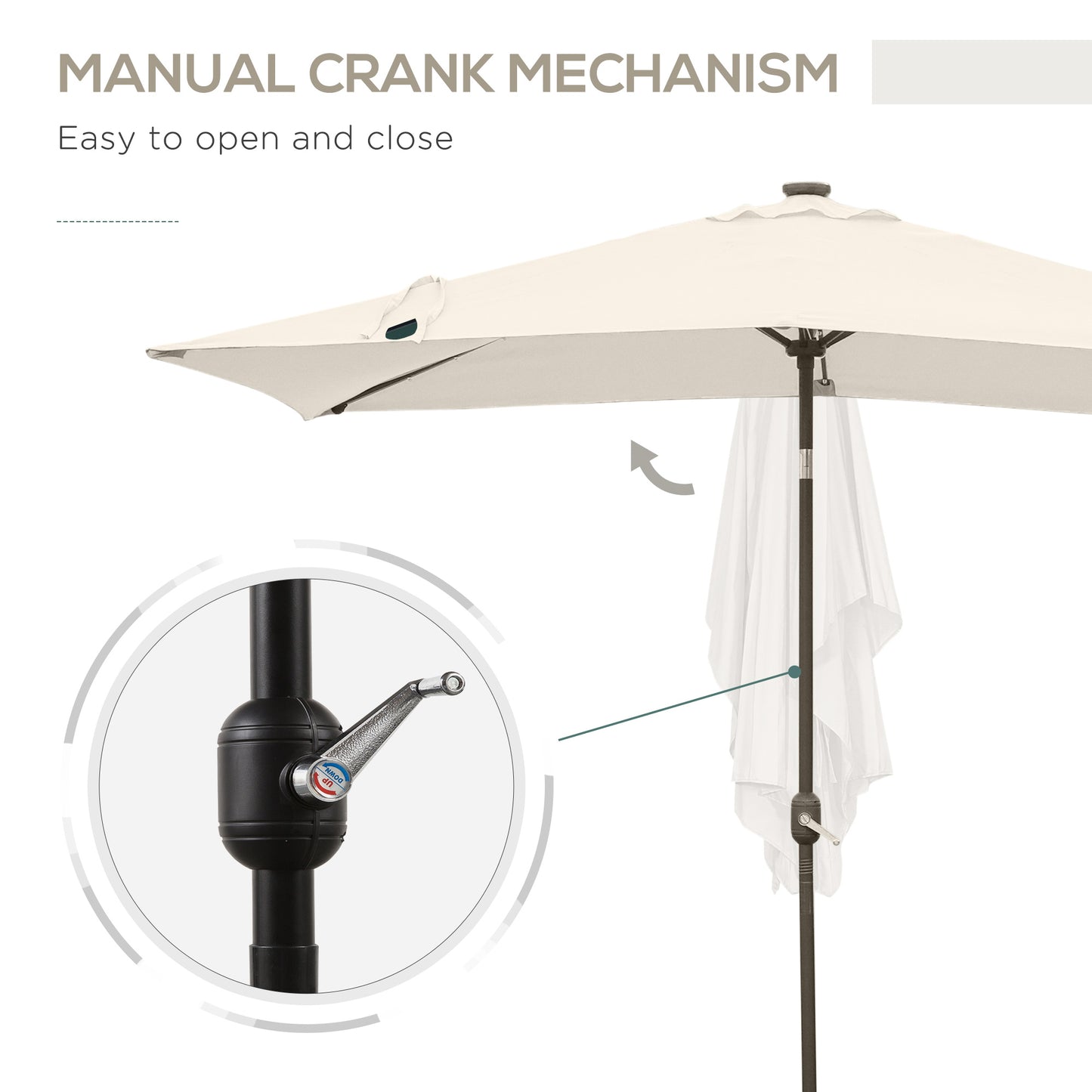 Parasol rectangulaire 6' x 10' avec éclairage LED solaire