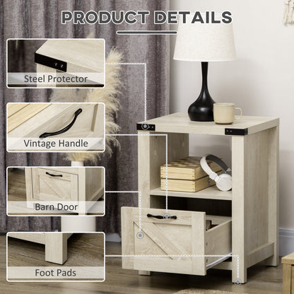 Table de chevet style fermette avec tiroir et tablette