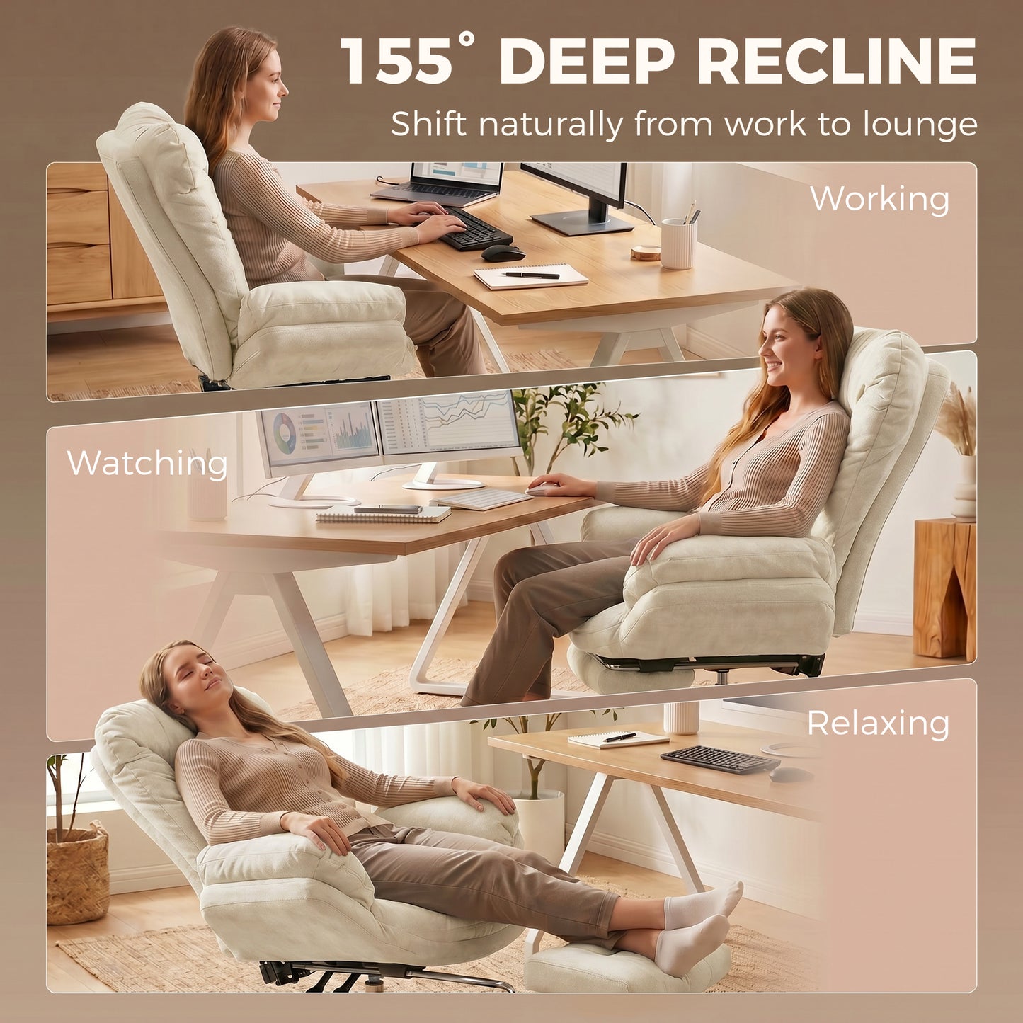 Chaise de bureau criss-cross grand confort avec repose-pieds
