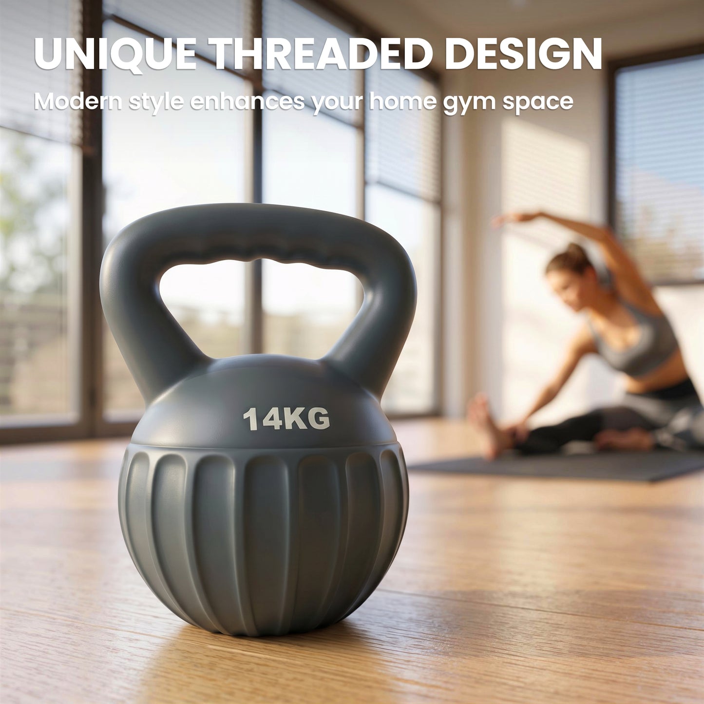 Kettlebell antidérapant 14 kg pour entraînement à domicile