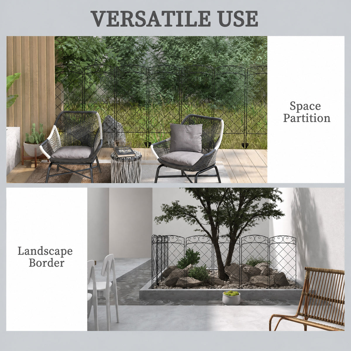 Clôture décorative de jardin à volutes 7 panneaux