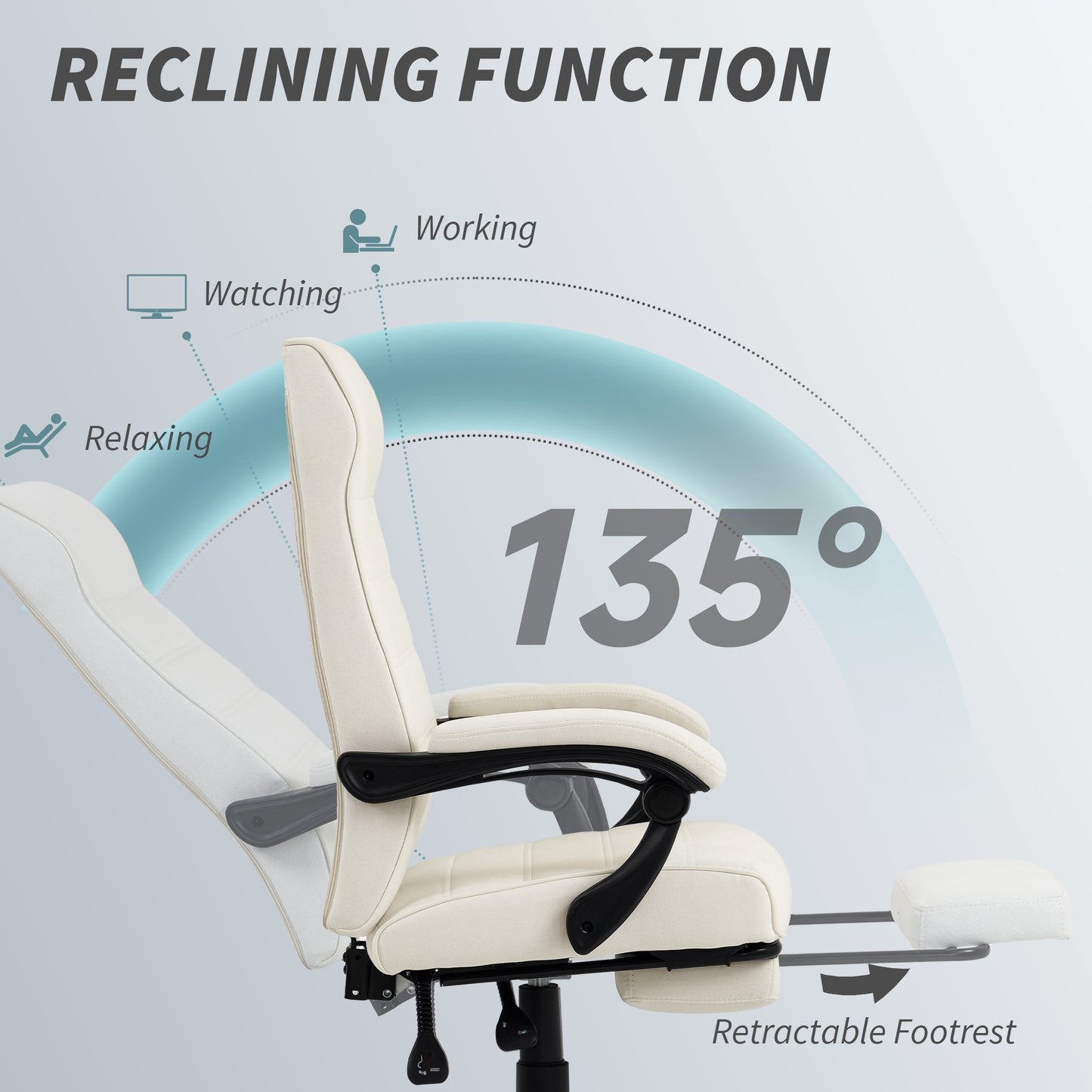Chaise de bureau dossier haut inclinable avec repose-pieds