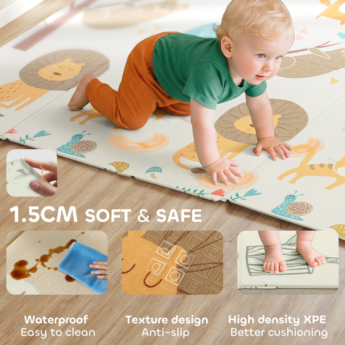 Tapis de jeu bébé pliable double face