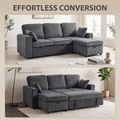 Causeuse modulaire convertible avec ottoman — gris