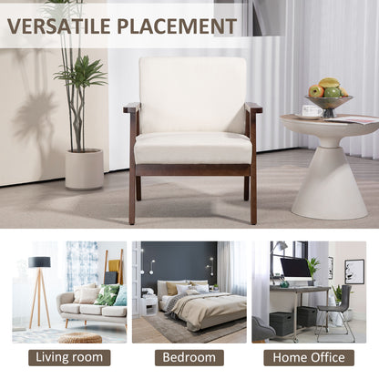 Fauteuil d'accent rembourré avec accoudoirs en bois