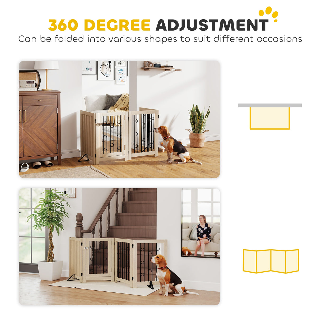 Barrière pour animaux autoportante pliante à 3 panneaux