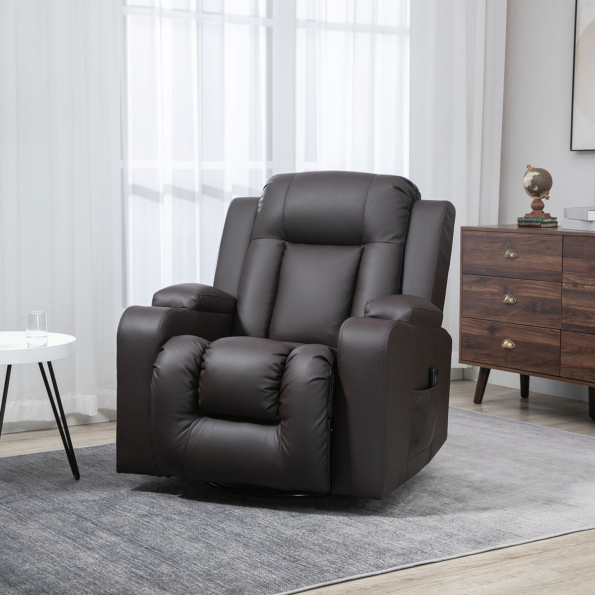 Fauteuil inclinable de massage pivotant en similicuir