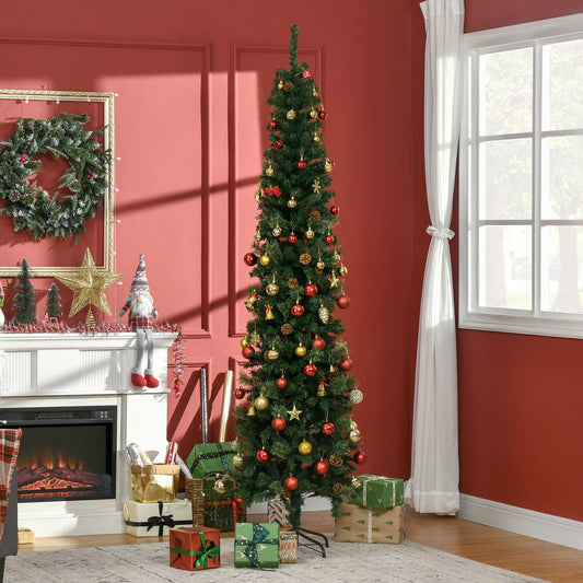 Sapin de Noël mince 7,5 pi aiguilles de pin réalistes