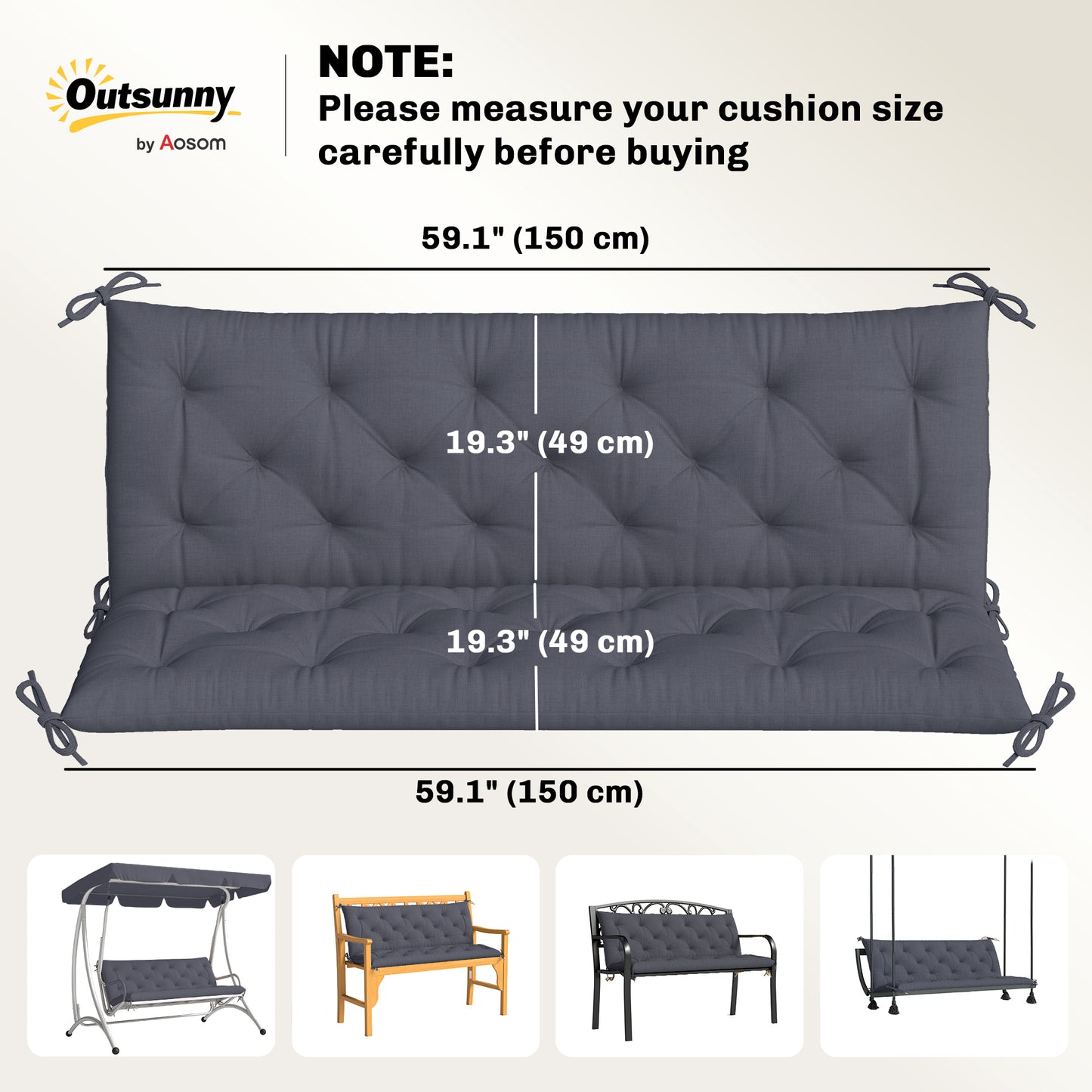 Coussins de remplacement pour banc 3 places extérieur