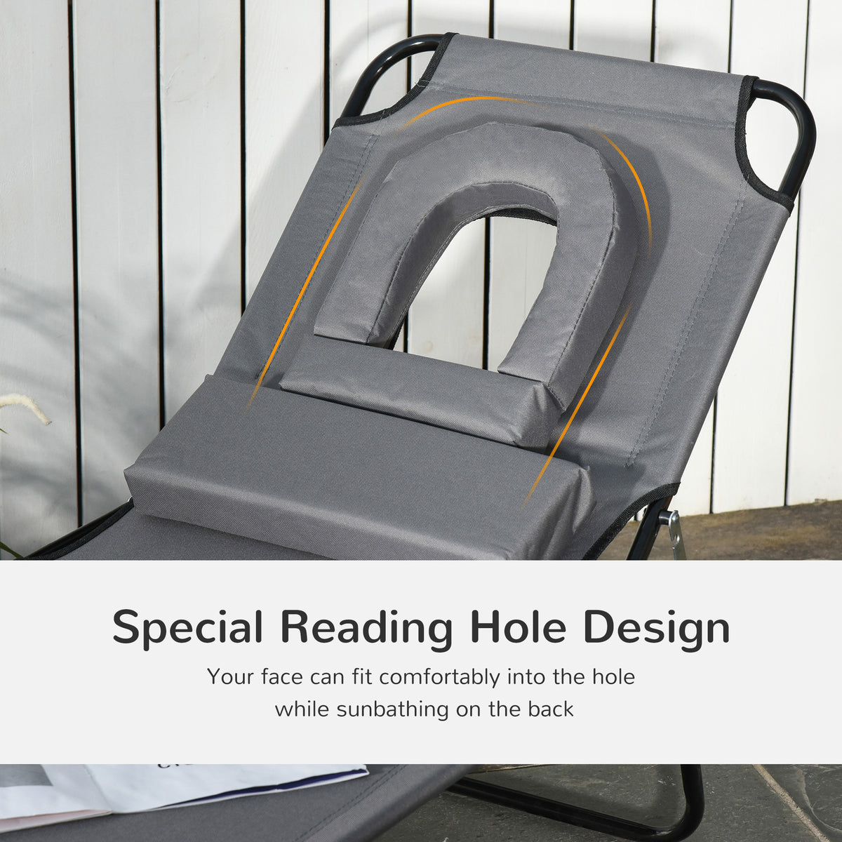 Chaise longue pliante avec trou visage ajustable