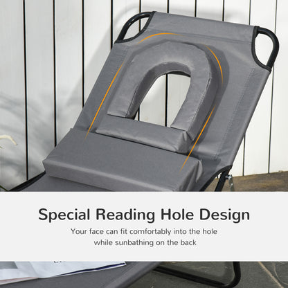 Chaise longue pliante avec trou visage ajustable