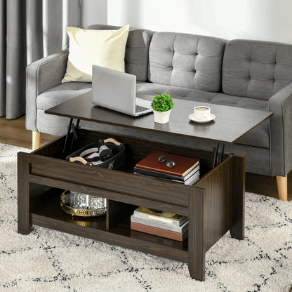 Table à café avec plateau relevable et rangement caché