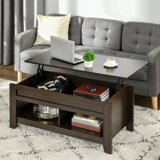 Table à café avec plateau relevable et rangement caché