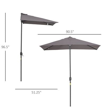Parasol demi-lune de balcon 8 pi à manivelle
