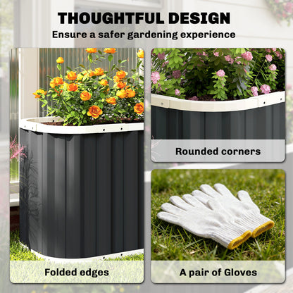 Outsunny 61cm Deep Raised Garden Bed - 220cm Galvanized Steel