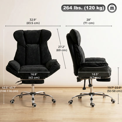 Chaise de bureau inclinable velours avec repose-pieds