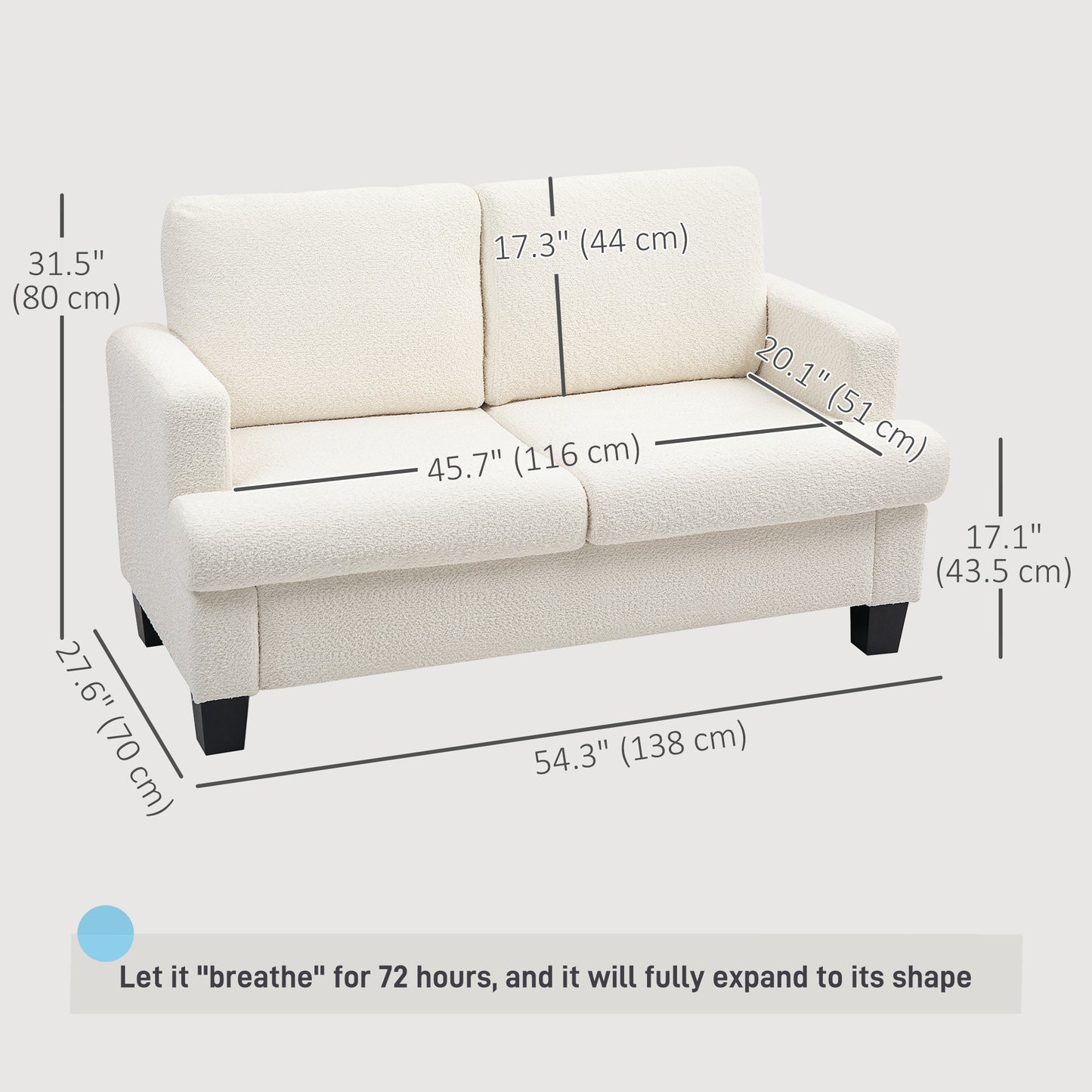 Sofa 2 places en chenille avec coussins lavables