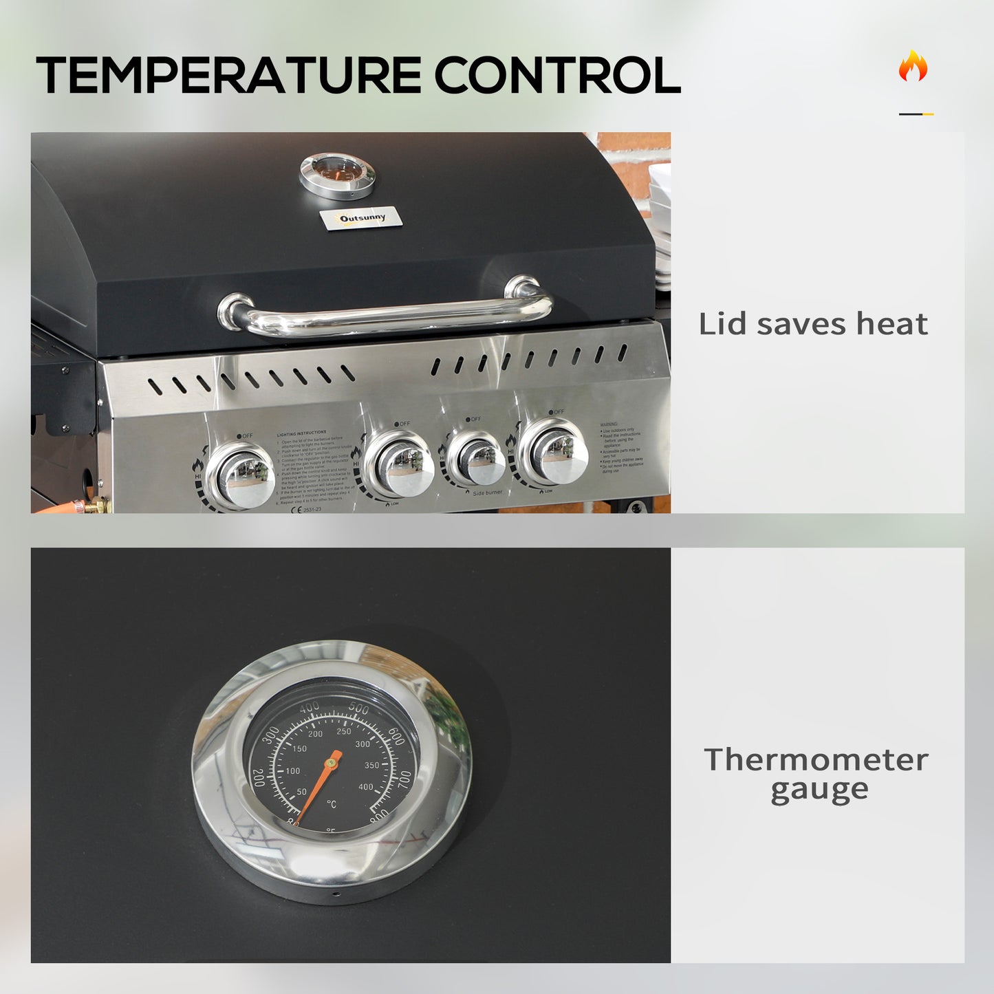 Barbecue au propane 4 brûleurs avec brûleur latéral 40000 BTU