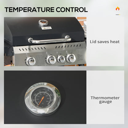 Barbecue au propane 4 brûleurs avec brûleur latéral 40000 BTU