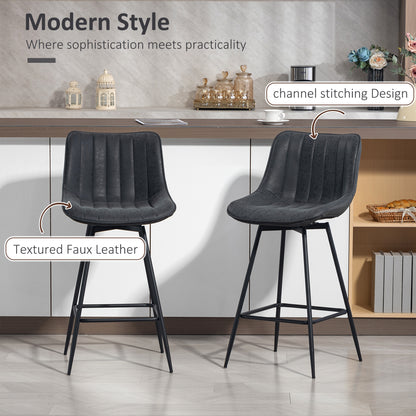 Ensemble 2 tabourets comptoir cuir PU — noir