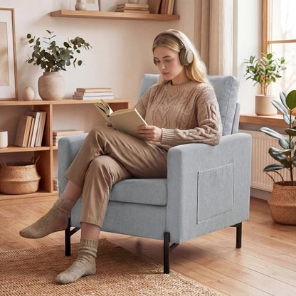 Fauteuil d'appoint rembourré avec poches latérales