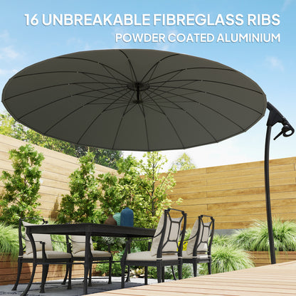 Parasol déporté rotatif 274 cm — 16 baleines en fibre de verre