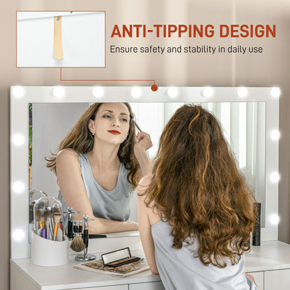 Coiffeuse moderne avec miroir illuminé et 7 tiroirs