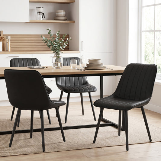 Ensemble de 4 chaises de salle à manger cuir écologique