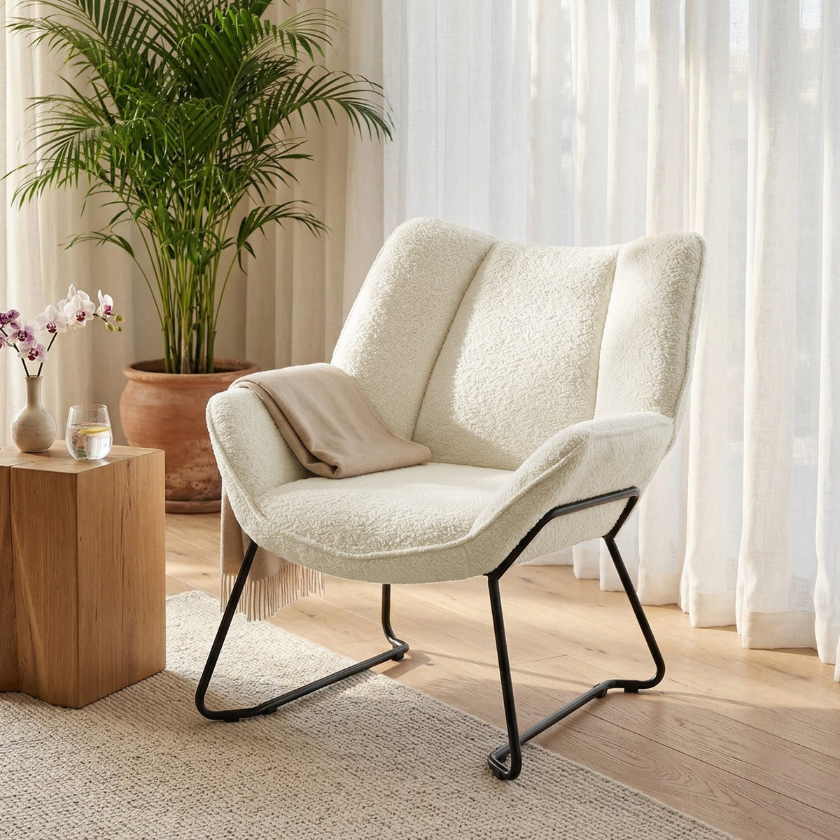 Fauteuil d'appoint Sherpa polaire dossier large