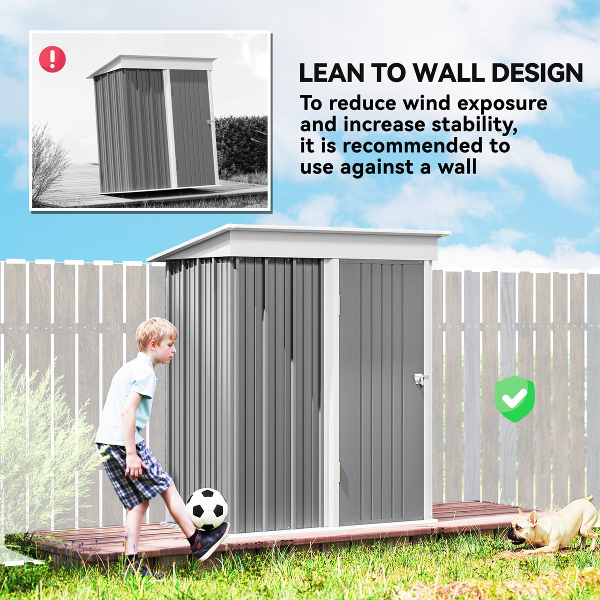 Remise de rangement acier lean-to ajustable 152x91x183cm