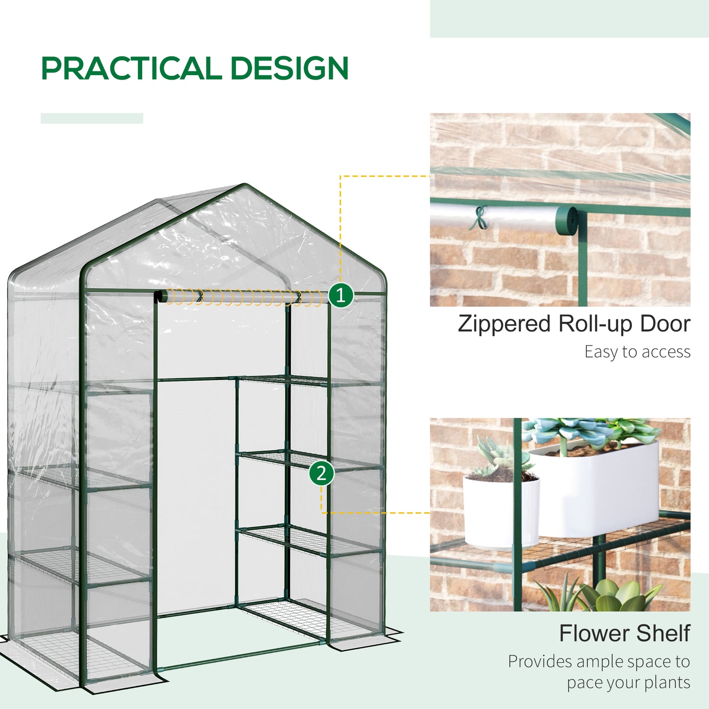  4-Tier Portable Greenhouse 143x73x195cm Garden Plants