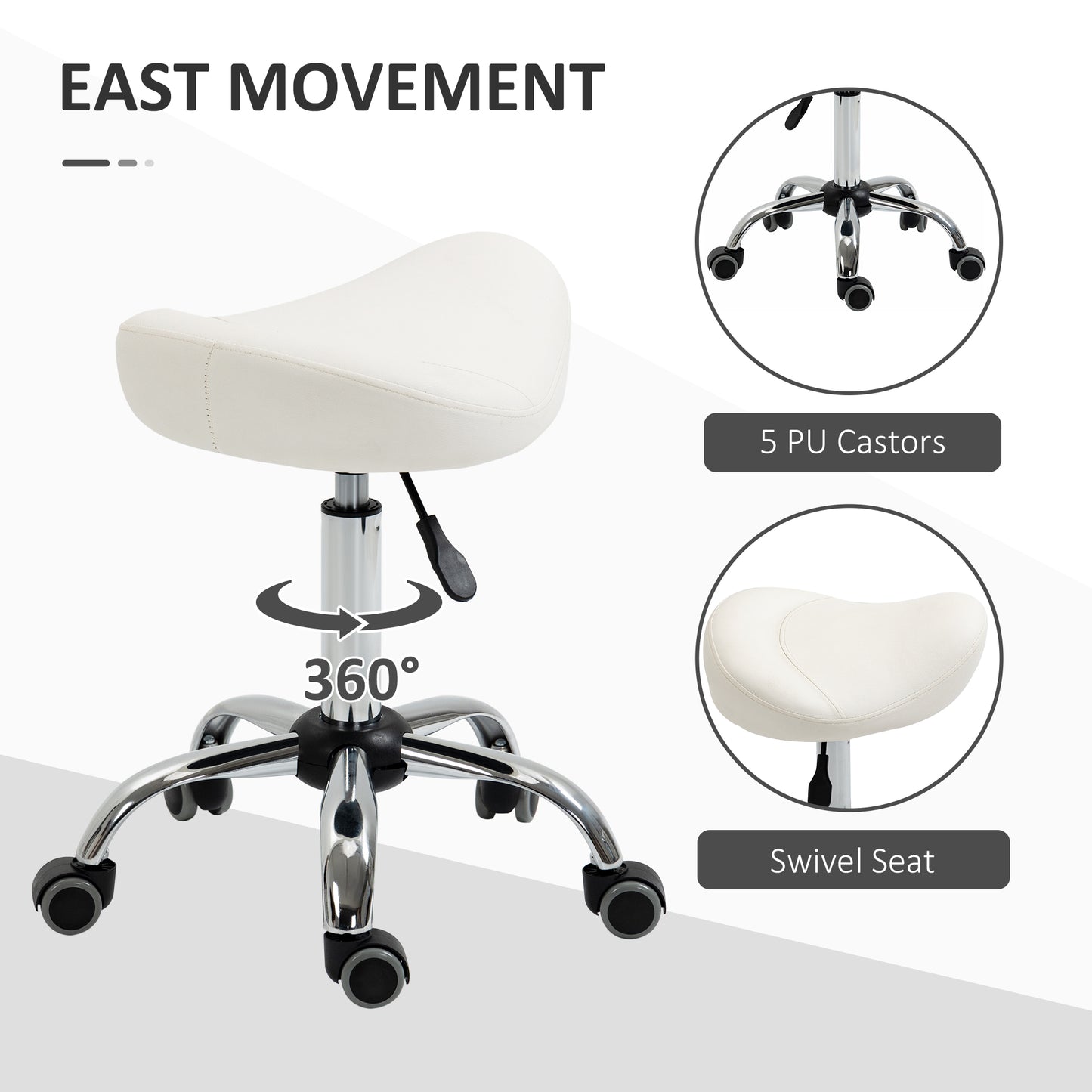 Tabouret selle ergonomique ajustable à roulettes