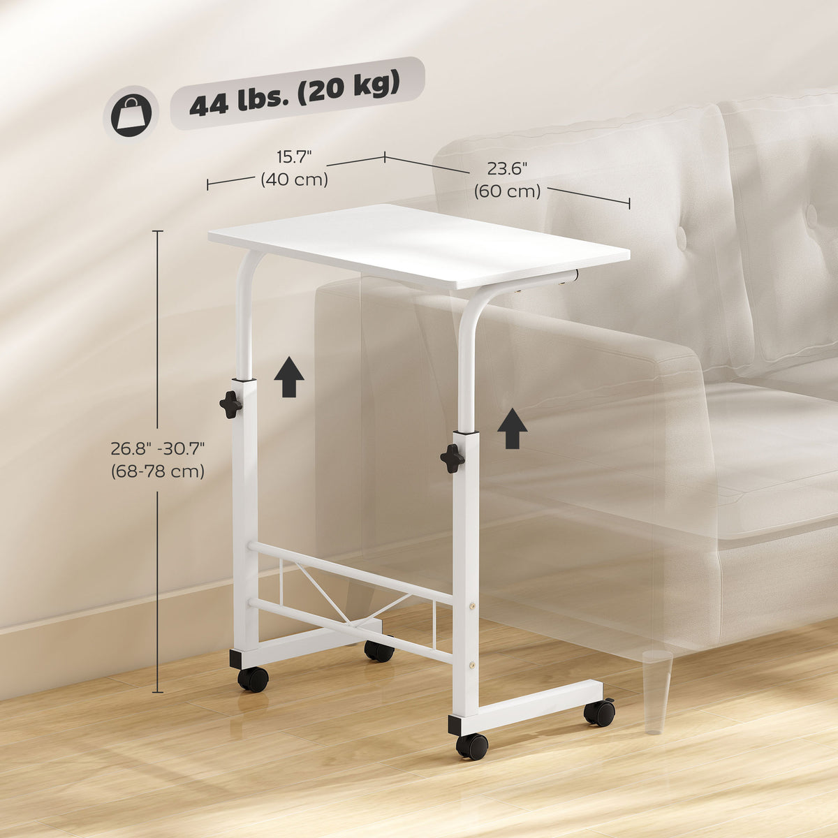 Table d'appoint mobile hauteur réglable — bois
