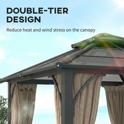 Gazebo rigide double toit polycarbonate 305 x 305 cm