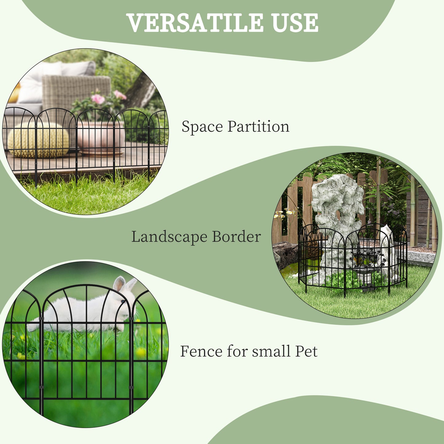 Clôture décorative de jardin 8 panneaux grille métal