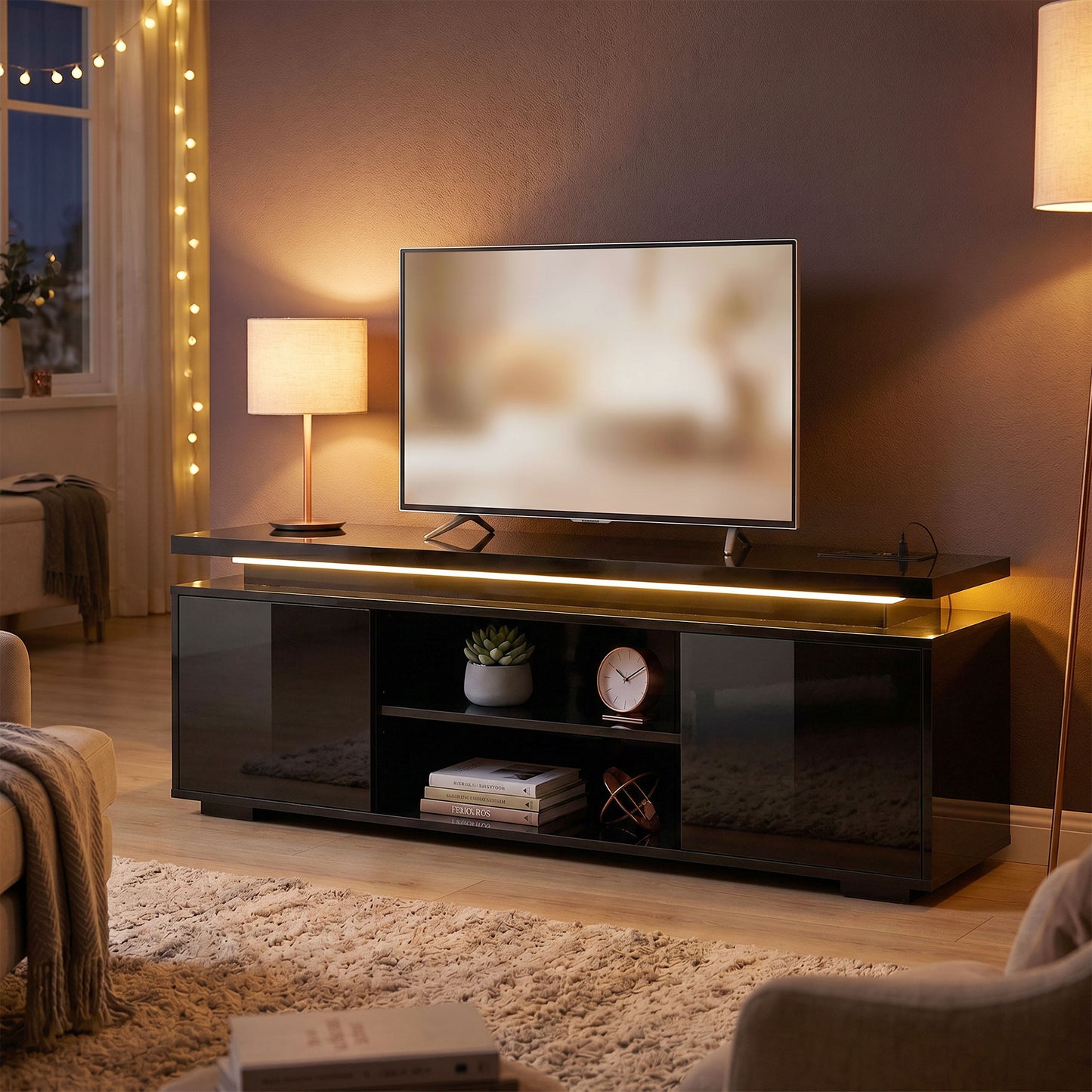 Meuble TV avec DEL RGB et prises intégrées